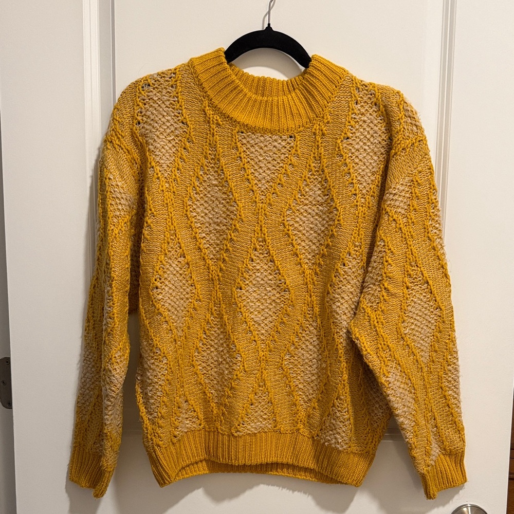 Moon River Mustard Cable Knit Sweater